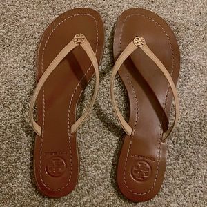 TB leather sandals in good condition, just with a few flaws.